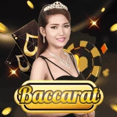 D9D9 baccarat live game table with dealer dealing cards in real casino setting